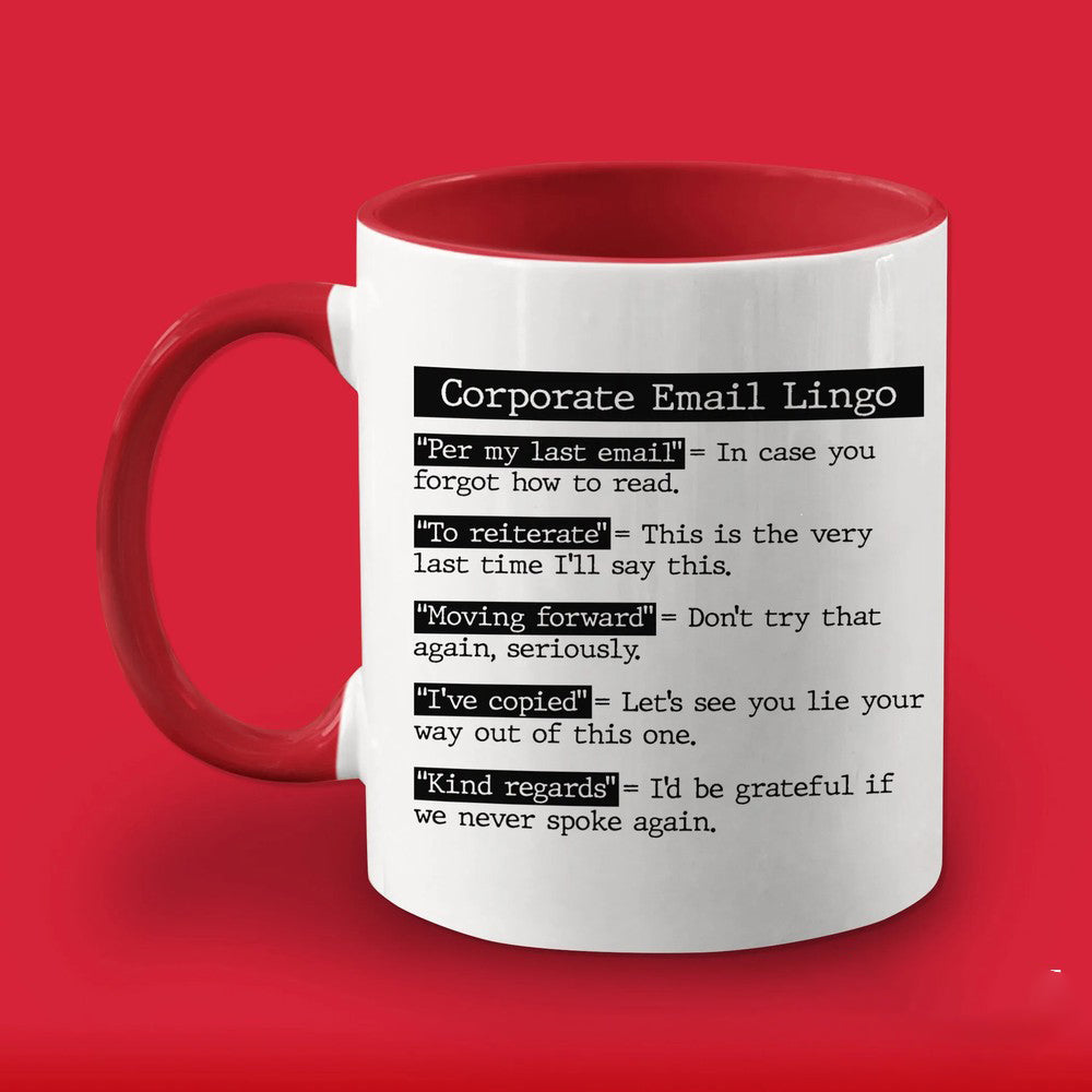 Funny Office Email Lingo Mug – Gift for Coworkers