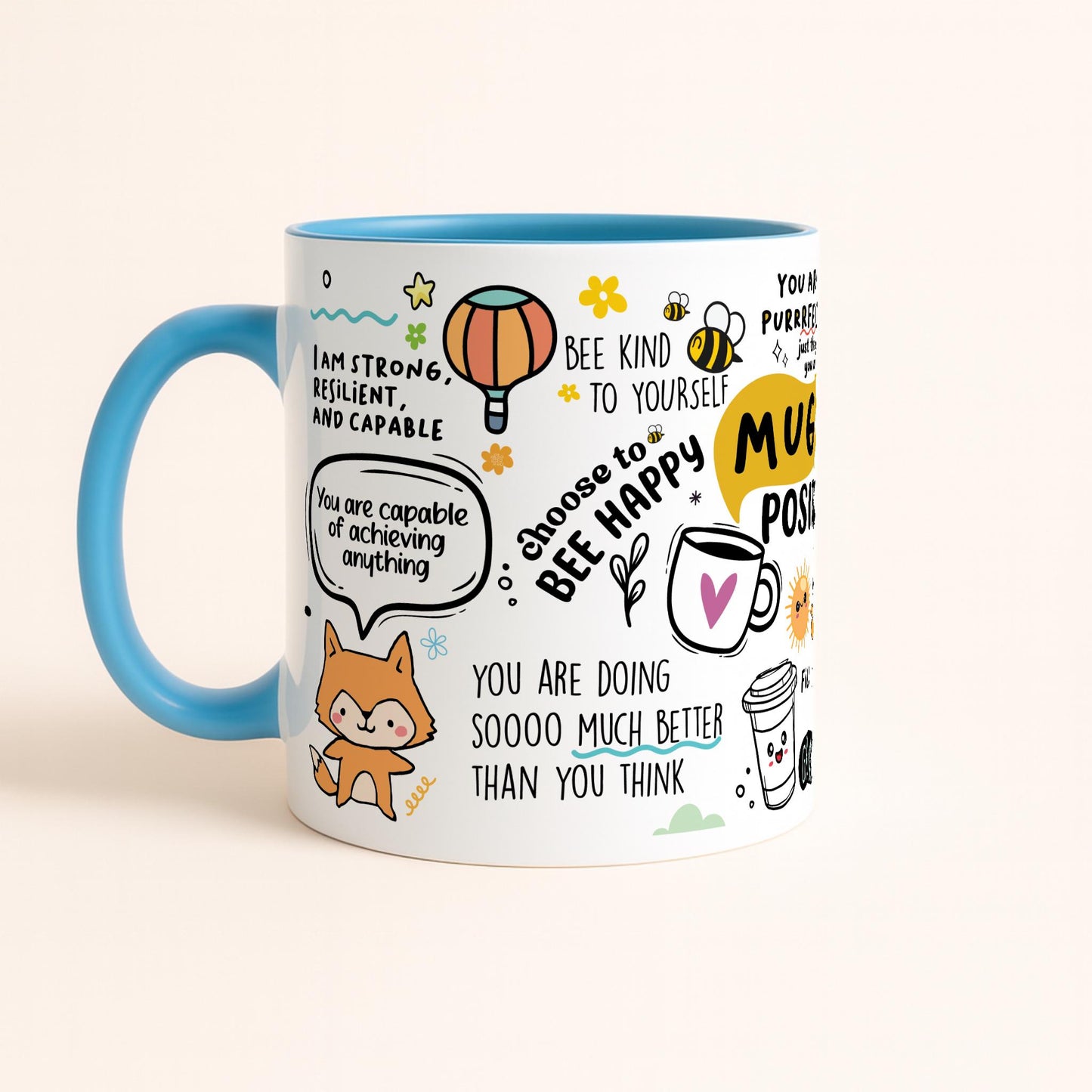 Motivational Mug of Positivi-tea, Positivity Coffee Mug, Self Care Cup for Her, Inspirational Quote Gift, Positive Daily Affirmations