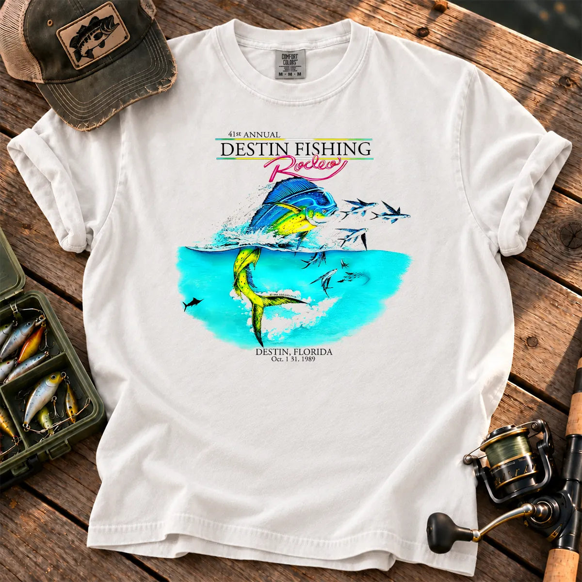 1989 Fishing Rodeo T-Shirt in White