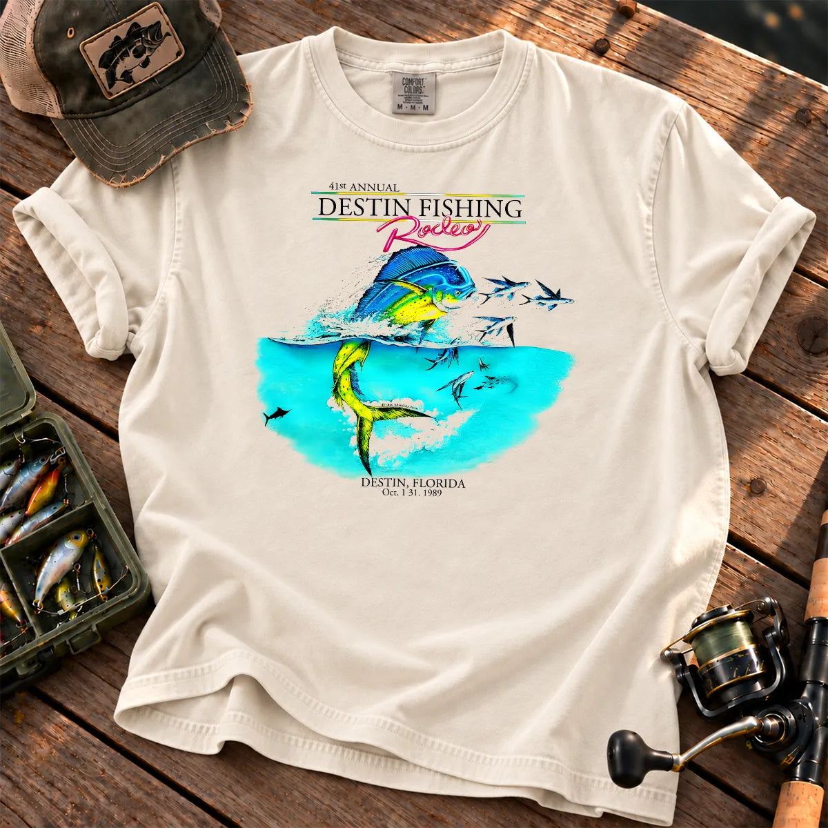 1989 Fishing Rodeo T-Shirt in Ivory