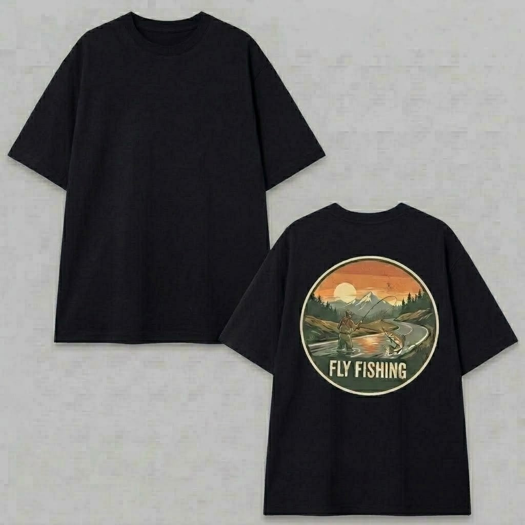 Vintage Fly Fishing T-Shirt, Retro Fisherman Gift, Outdoors Nature Lover Shirt .