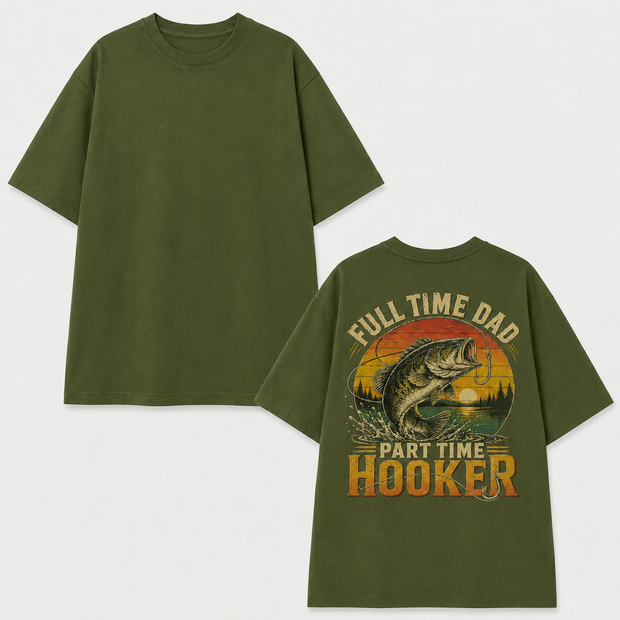 Full Time Dad Part Time Hooker Shirt Funny Fishing Tee, Fishing Gifts for Men, Fathers Day Gift for Husband Papa