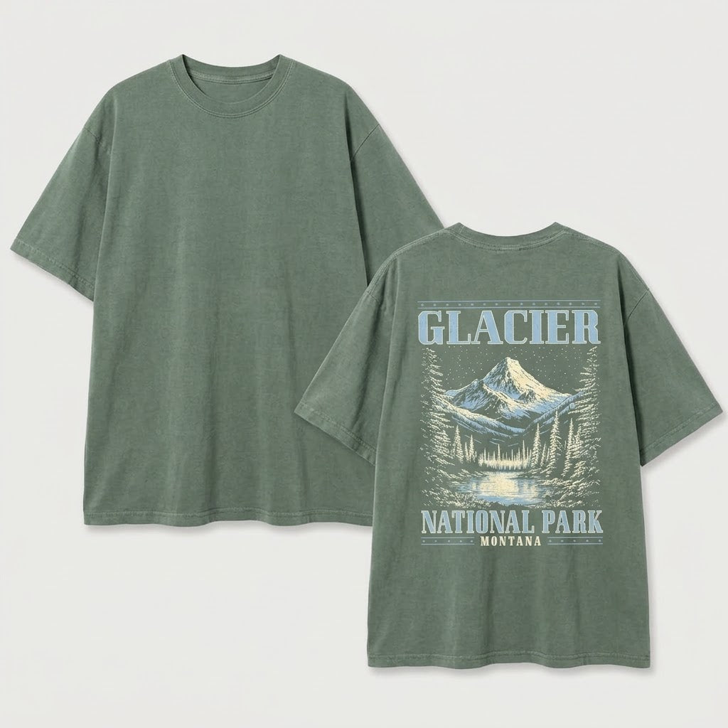 Glacier National Park T Shirts, Vintage Mountain Graphic Tee, Montana Nature Landscape Shirt, Outdoor Adventure Gift.