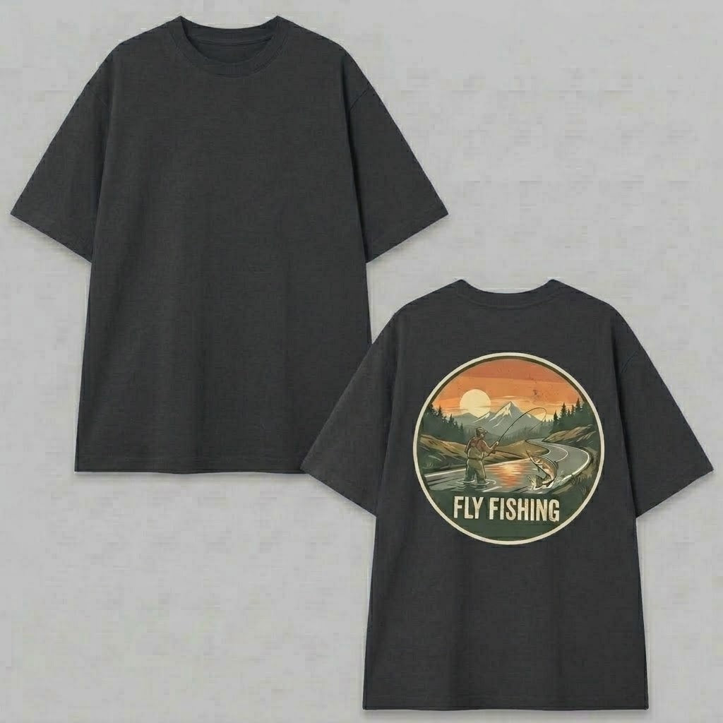 Vintage Fly Fishing T-Shirt, Retro Fisherman Gift, Outdoors Nature Lover Shirt .