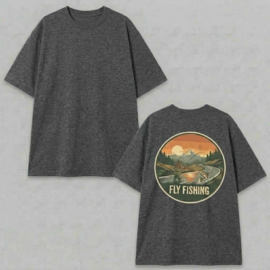 Vintage Fly Fishing T-Shirt, Retro Fisherman Gift, Outdoors Nature Lover Shirt .
