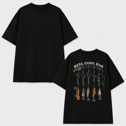 Personalized Fishing Shirt For Dad With Kids Name: Reel Cool Dad Shirt, Fishing Shirt For Dad, Fathers Day Gift From Son Daughter