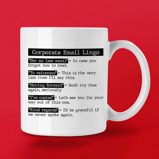 Funny Office Email Lingo Mug – Gift for Coworkers