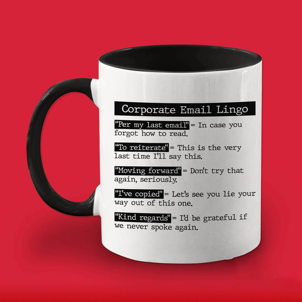 Funny Office Email Lingo Mug – Gift for Coworkers