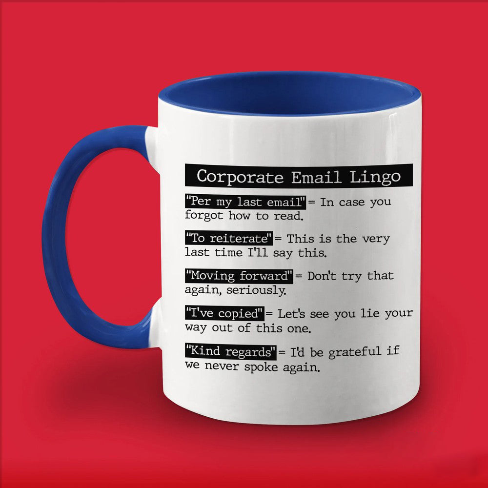 Funny Office Email Lingo Mug – Gift for Coworkers