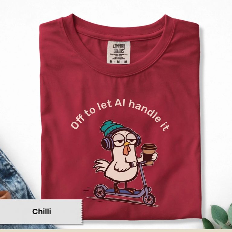 Funny Rooster AI T-Shirt, Let AI Handle It Coffee Graphic Tee
