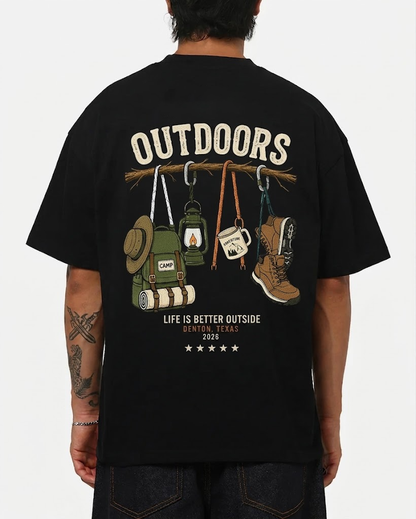 Outdoors Life Is Better Outside Tee,Personalized Outdoors Shirt, Custom Camping Trip T-Shirt