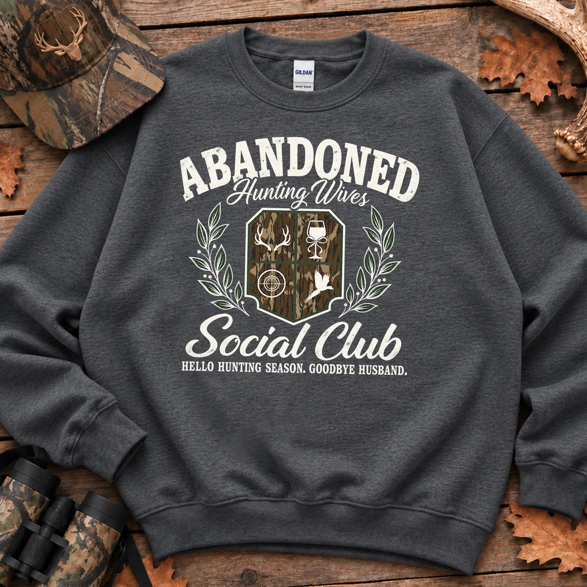Abandoned Hunting Wives Social Club Sweatshirt in Dark Heather