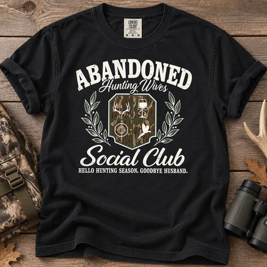 Abandoned Hunting Wives Social Club T-Shirt in Black