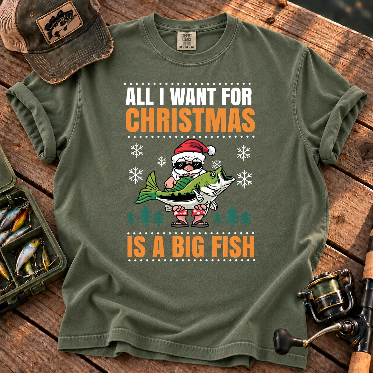 All I Want for Christmas Is a Big Fish T-Shirt in Moss
