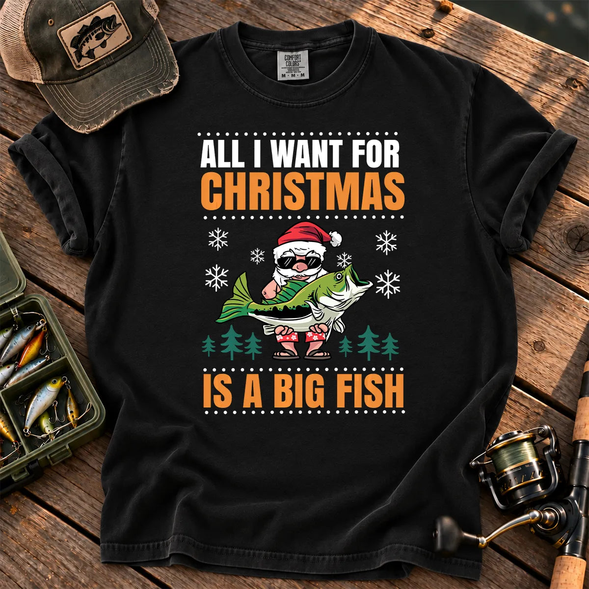 All I Want for Christmas Is a Big Fish T-Shirt in Black