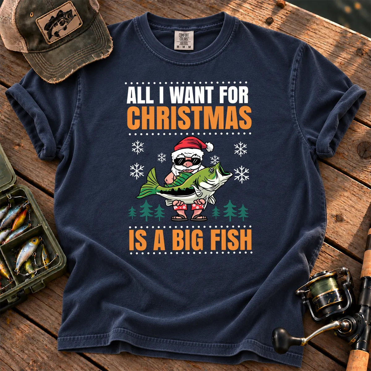 All I Want for Christmas Is a Big Fish T-Shirt in True Navy