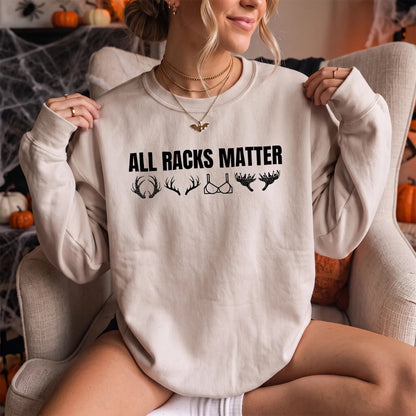 All Racks Matter Antlers Sweatshirt Women model in Sand