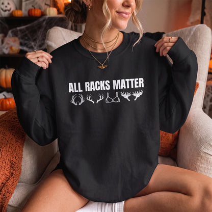 All Racks Matter Antlers Sweatshirt Women model in Black
