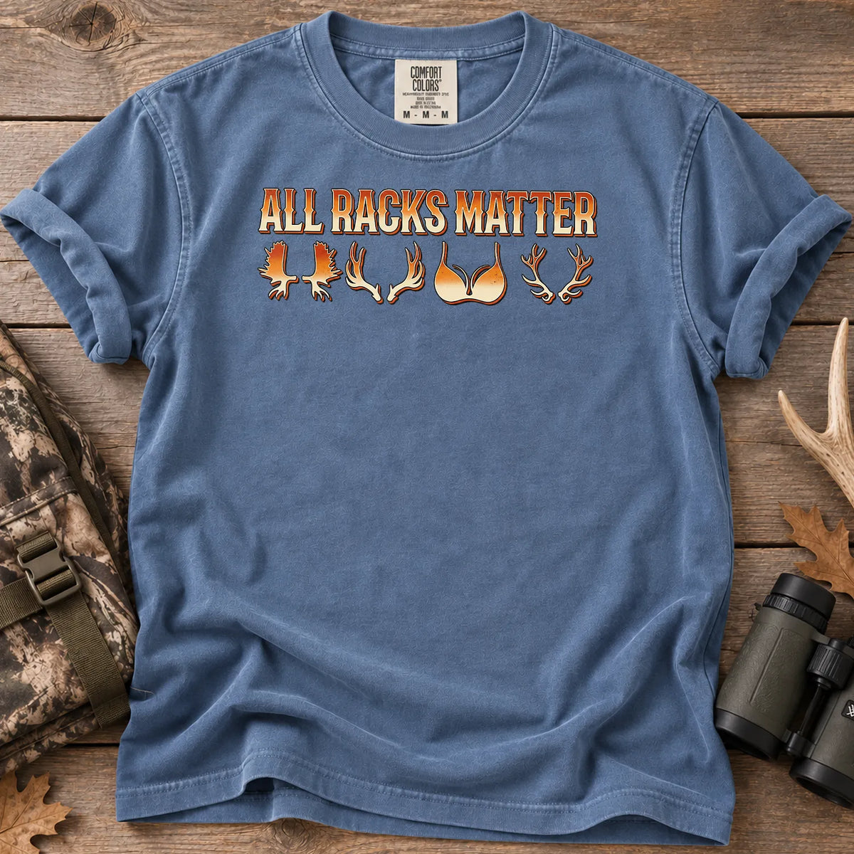 All Racks Matter Deer Hunting T-Shirt in Blue Jean