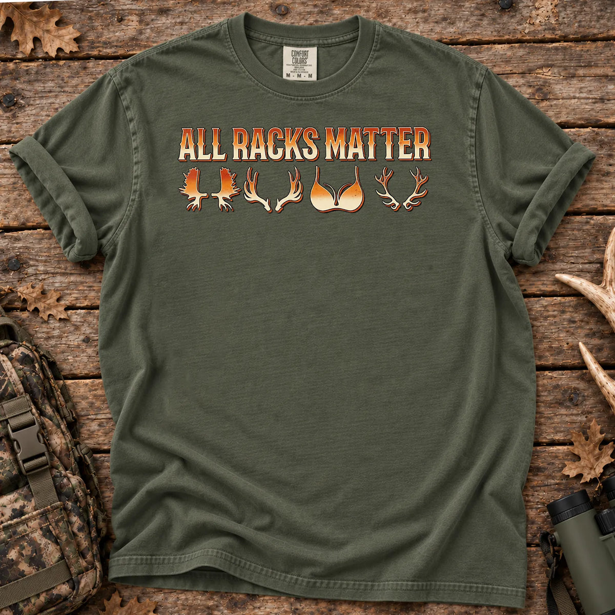 All Racks Matter Deer Hunting T-Shirt in Moss