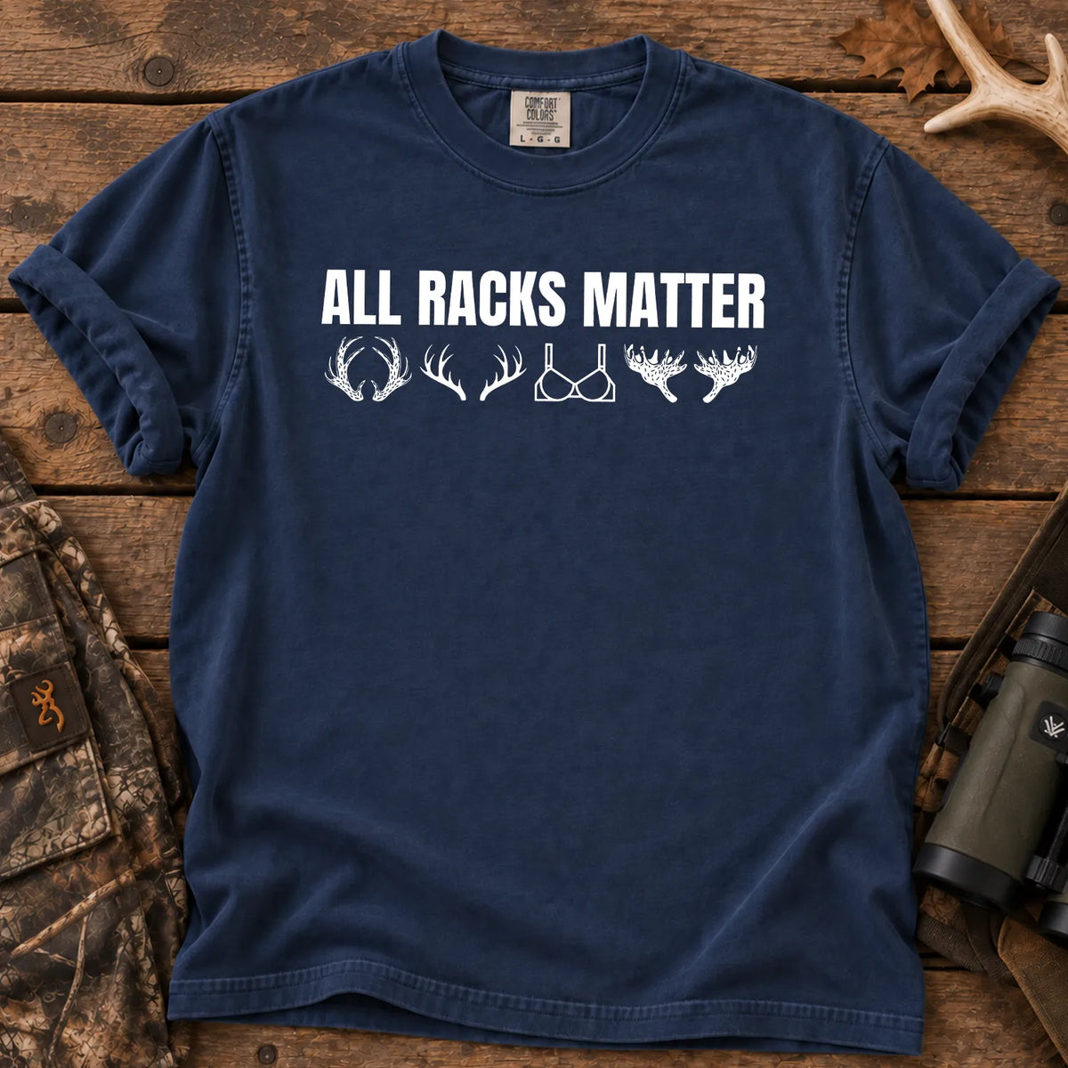 All Racks Matter Deer T-Shirt in True Navy