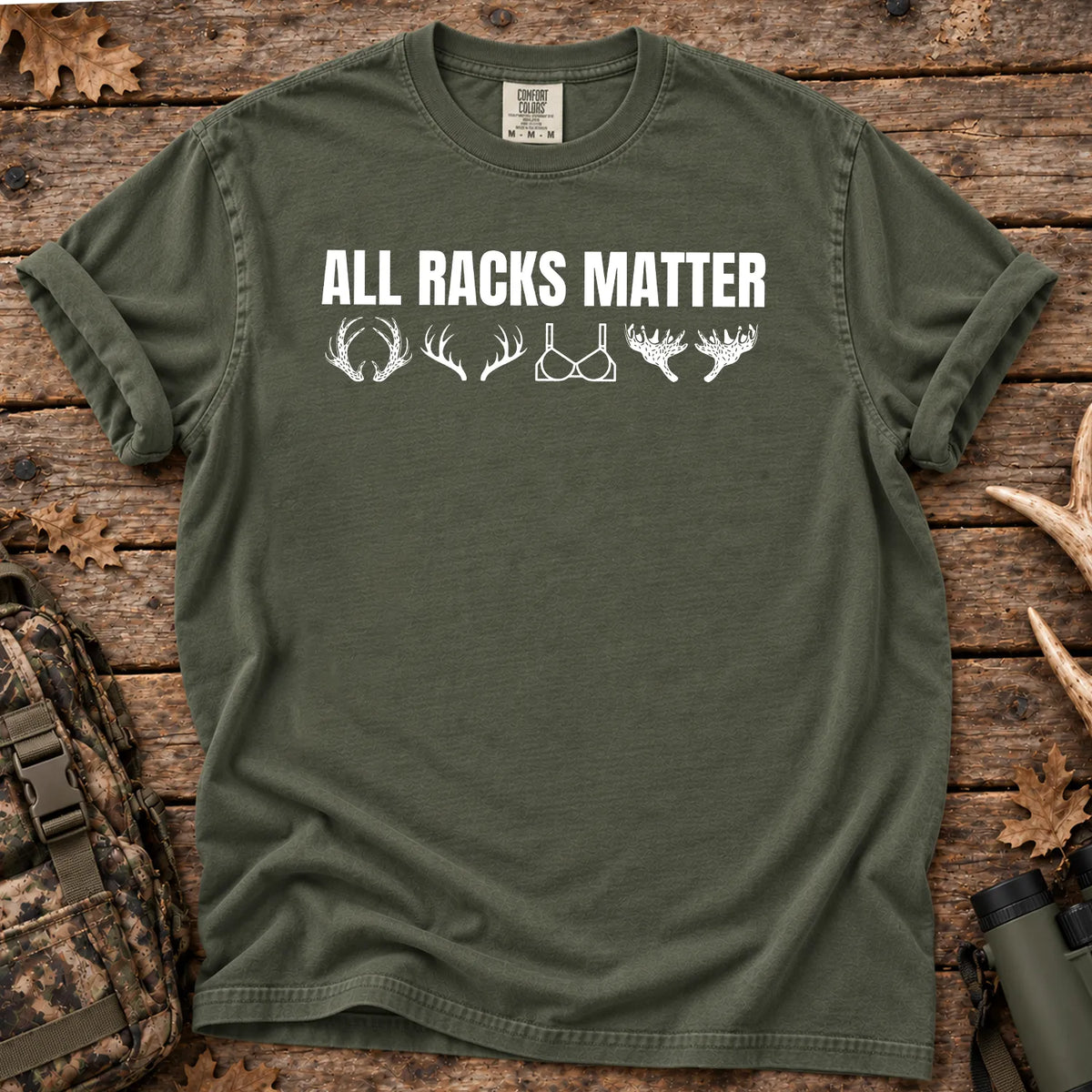 All Racks Matter Deer T-Shirt in Moss