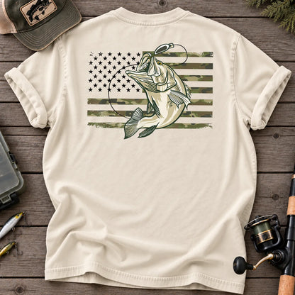 American Flag Bass Fishing Camo T-Shirt in Ivory