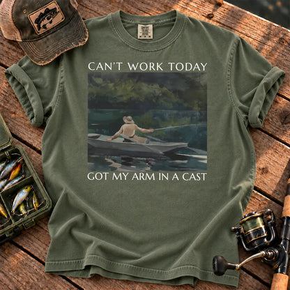 Arm in a Cast Fishing T-Shirt in Moss