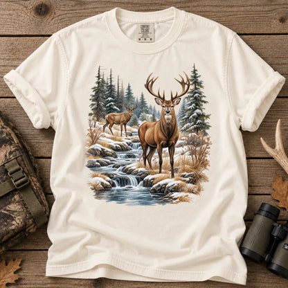 Autumn Deer Wilderness T-Shirt in Ivory