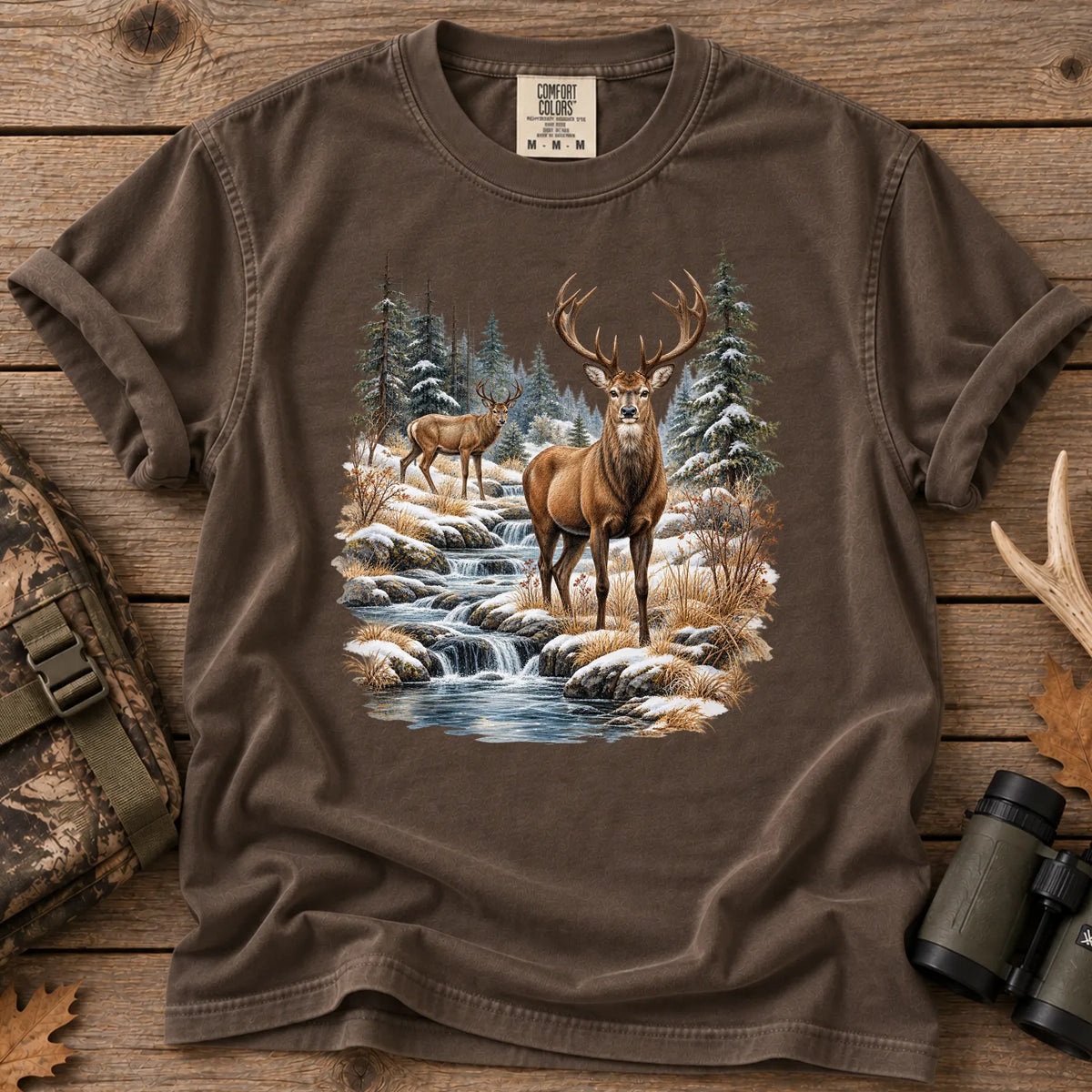 Autumn Deer Wilderness T-Shirt in Espresso