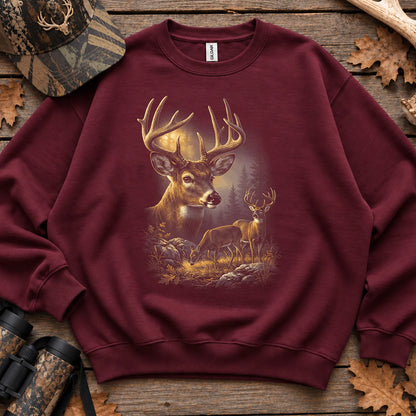 Autumn Whitetail Buck Family Sweatshirt in Maroon