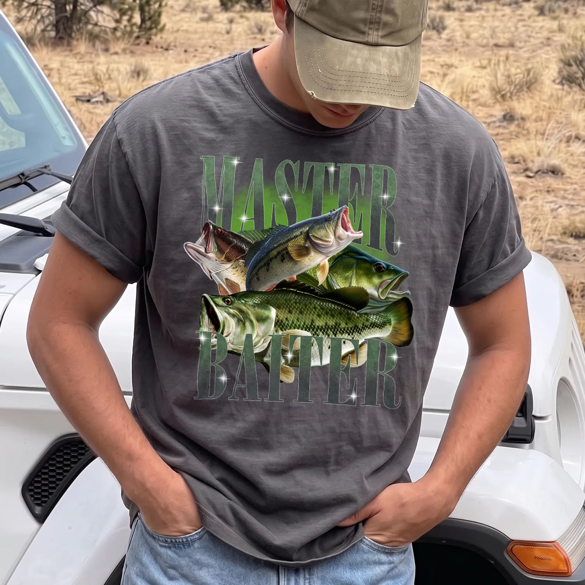 Bait Master Bass T-Shirt Men model in Pepper
