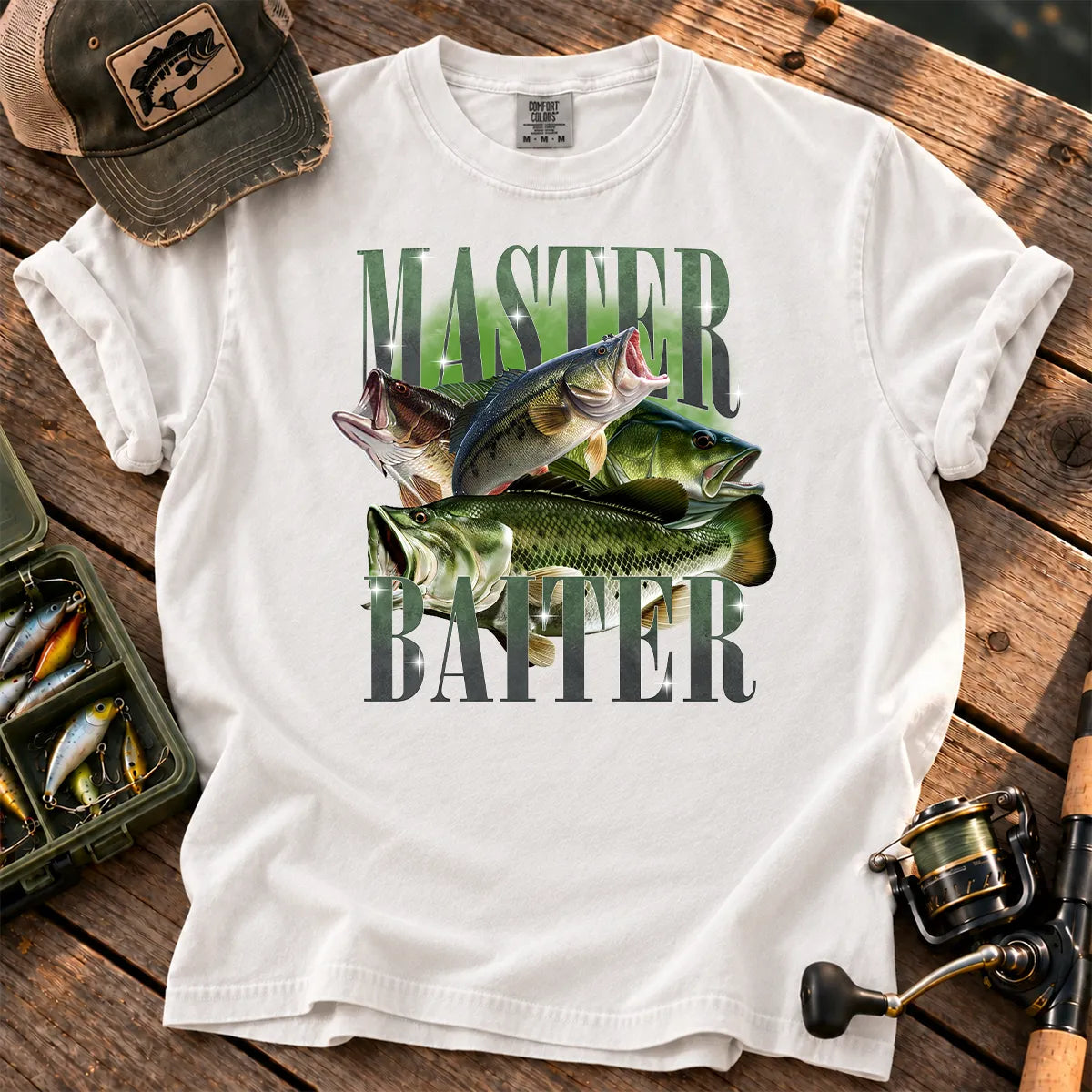 Bait Master Bass T-Shirt in White