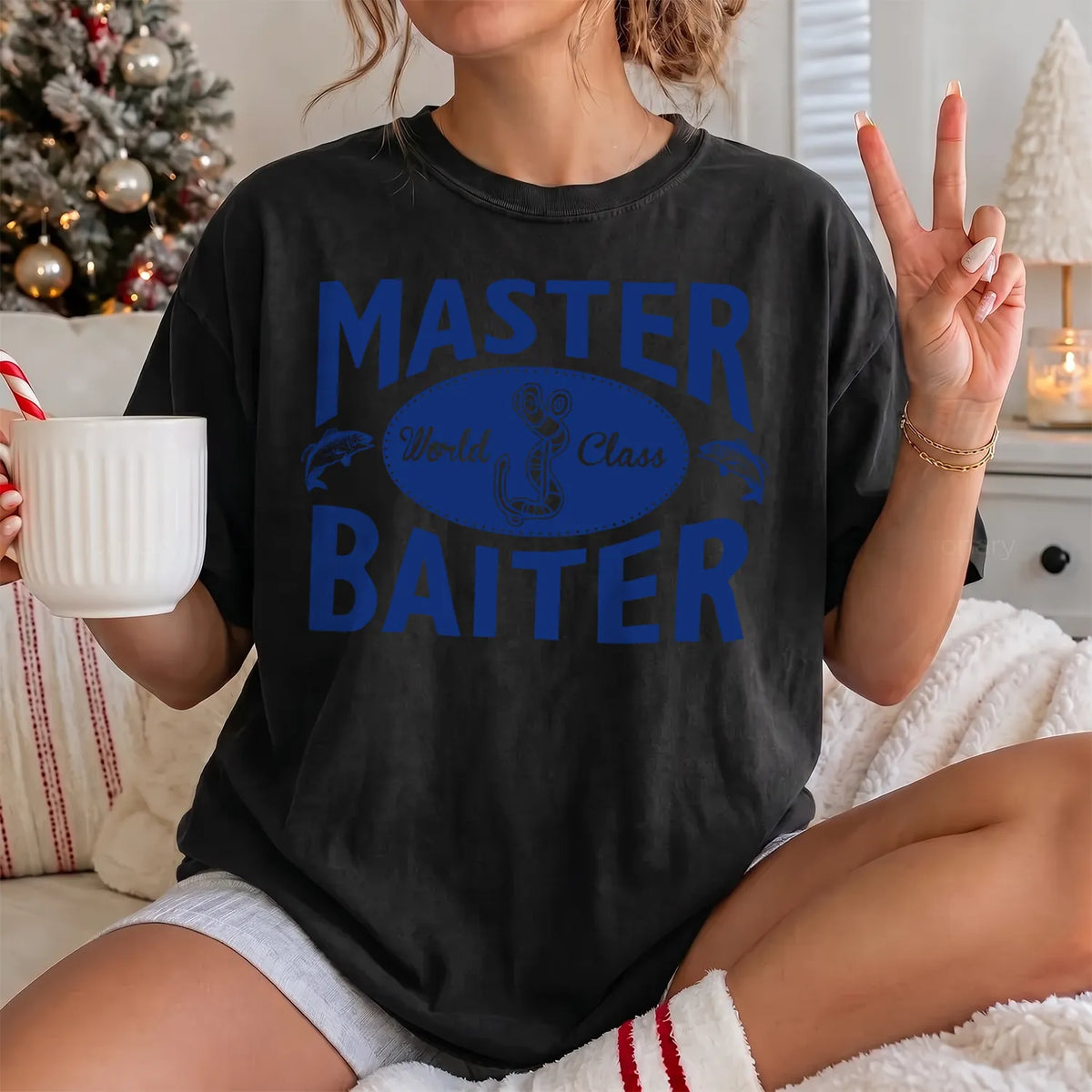 Bait Master Blue T-Shirt Women model in Black