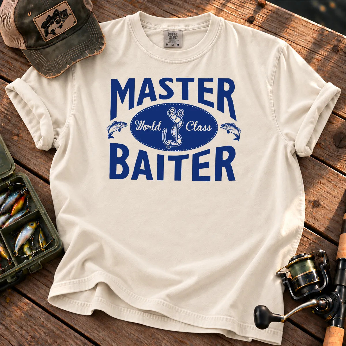 Bait Master Blue T-Shirt in Ivory