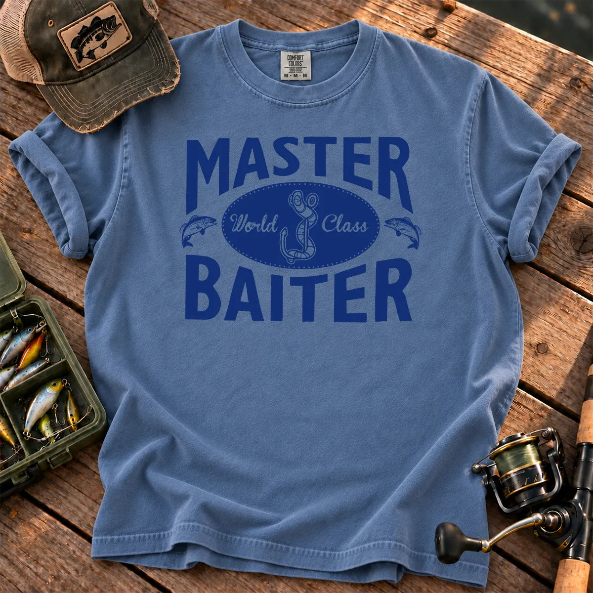 Bait Master Blue T-Shirt in Blue Jean
