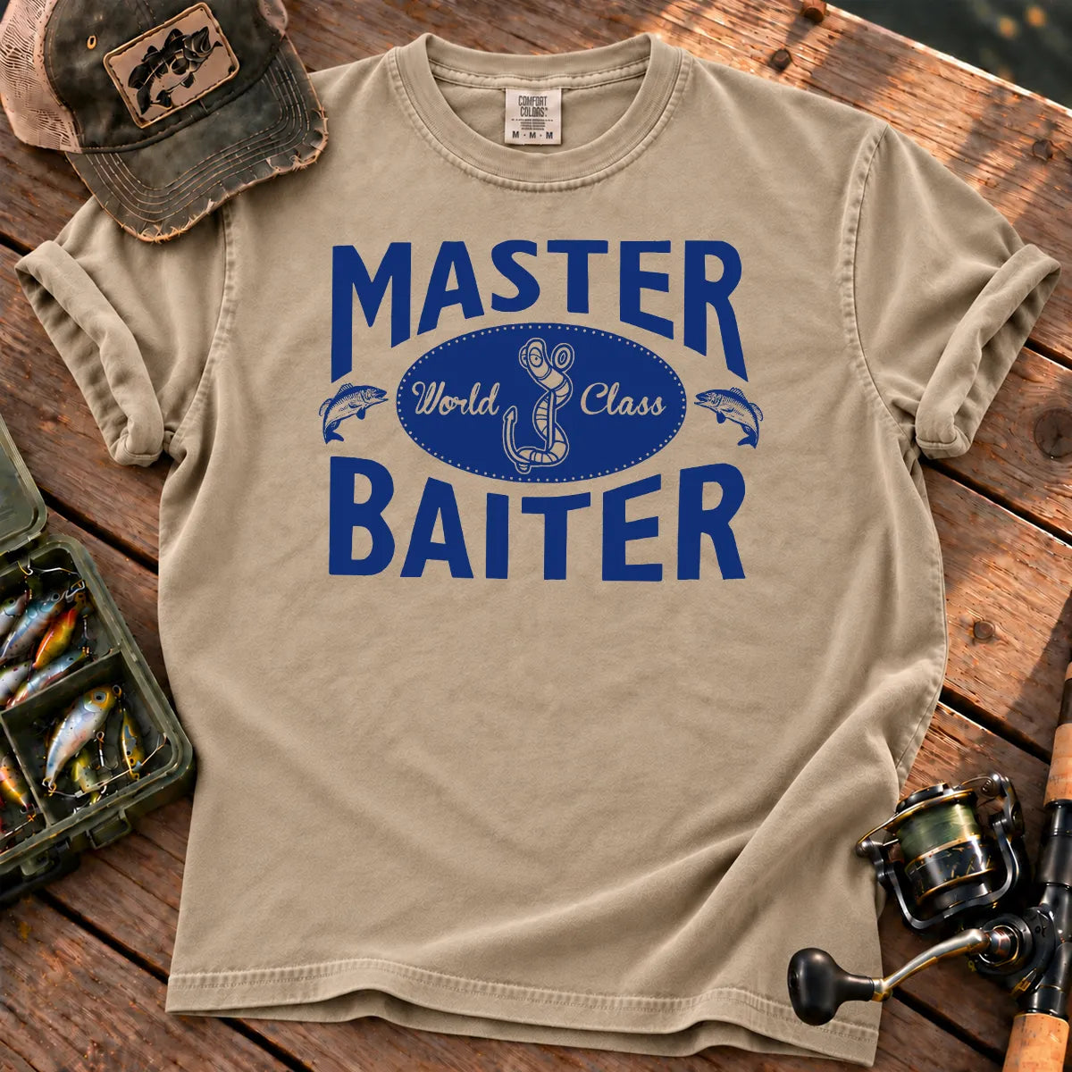Bait Master Blue T-Shirt in Sandstone