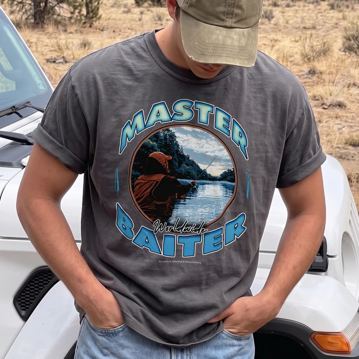 Bait Master Lake T-Shirt Men model in Pepper