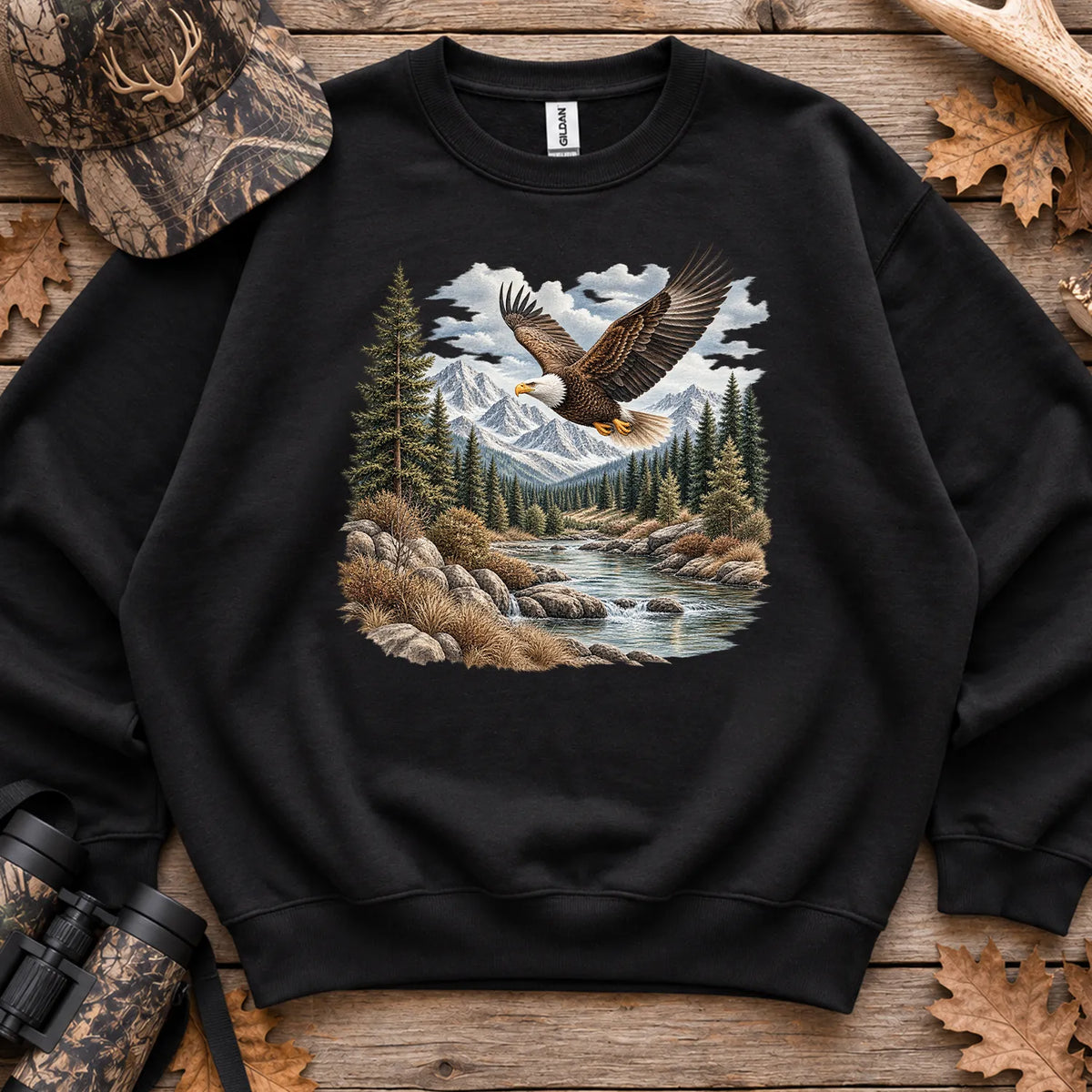 Bald Eagle River Sweatshirt in Black