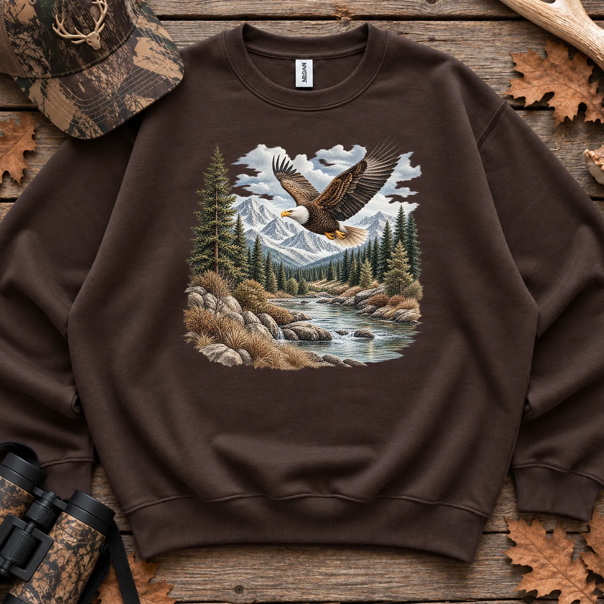 Bald Eagle River Sweatshirt in Dark Chocolate