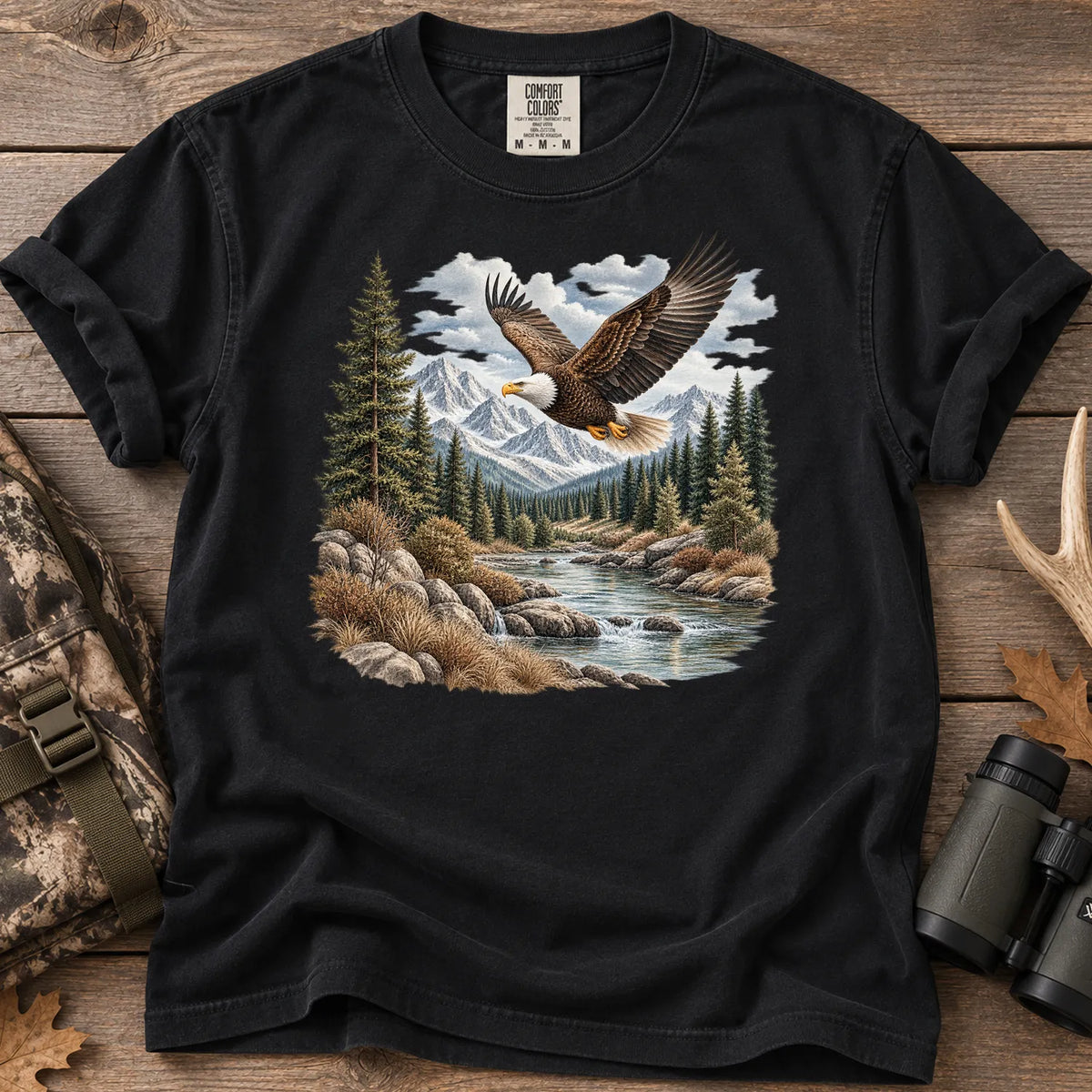 Bald Eagle River T-Shirt in Black