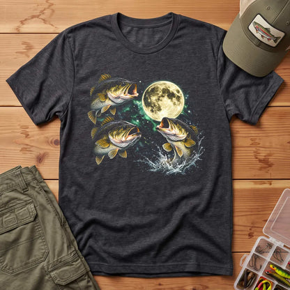 Bass Fish Moon T-Shirt in Dark Heather