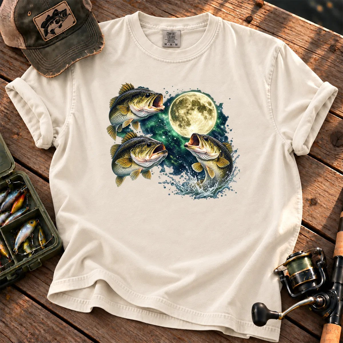 Bass Fish Moon T-Shirt in Ivory