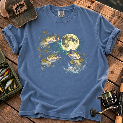 Bass Fish Moon T-Shirt in Blue Jean