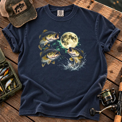 Bass Fish Moon T-Shirt in True Navy