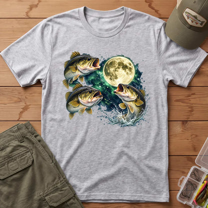Bass Fish Moon T-Shirt in Sport Grey