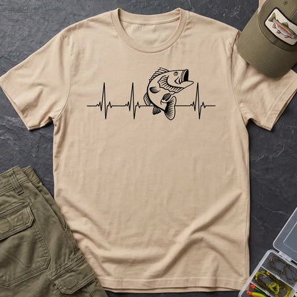 Bass Fishing Heartbeat T-Shirt in Sand