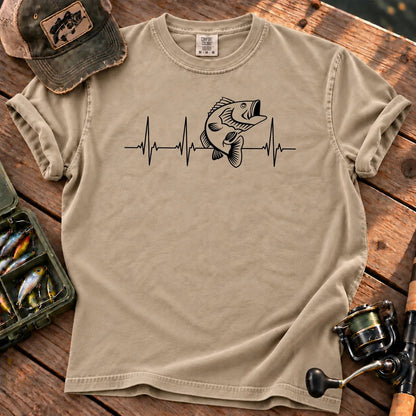 Bass Fishing Heartbeat T-Shirt in Sandstone