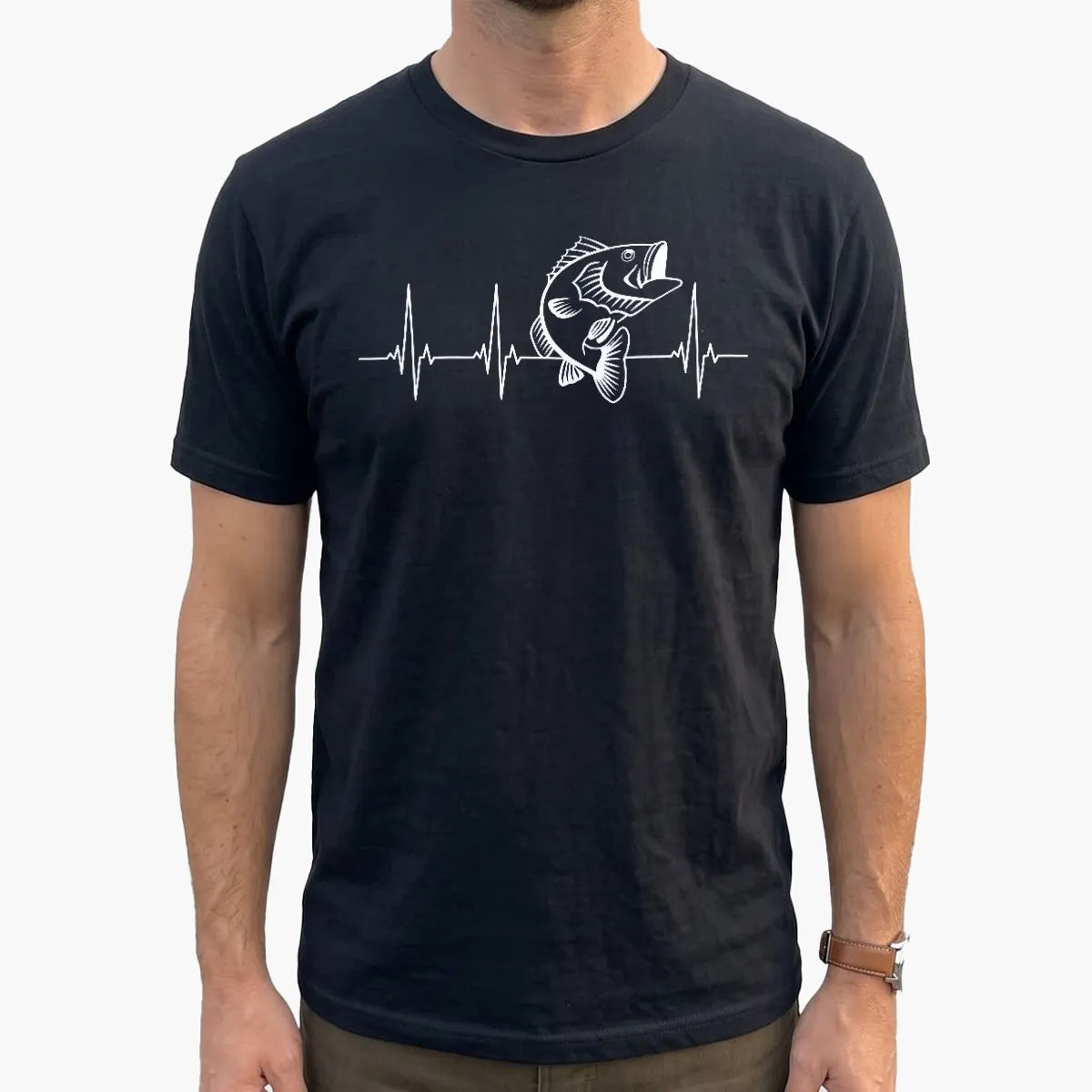 Bass Fishing Heartbeat T-Shirt lifestyle mockup