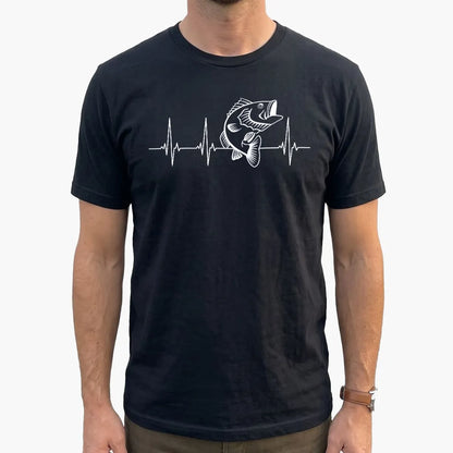 Bass Fishing Heartbeat T-Shirt lifestyle mockup